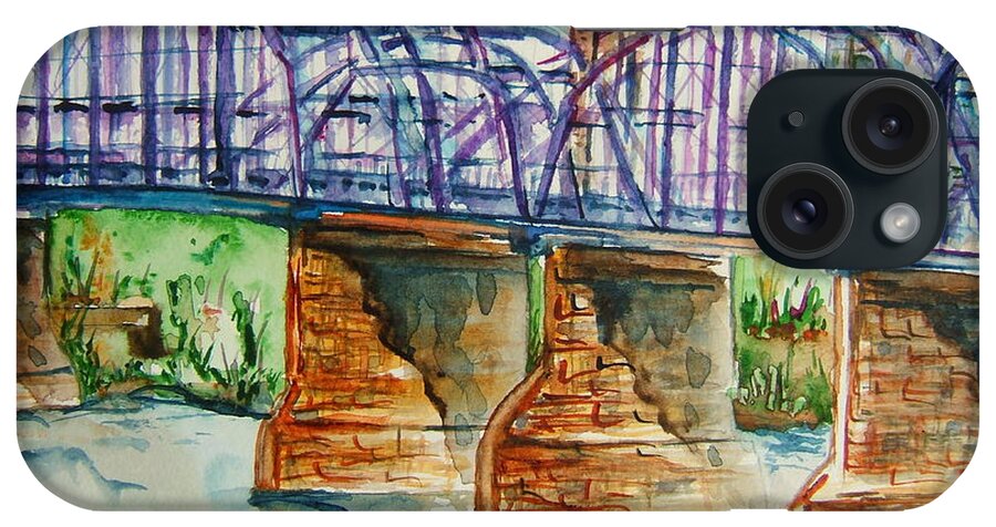 Bridge iPhone Case featuring the painting The Purple People Bridge by Elaine Duras