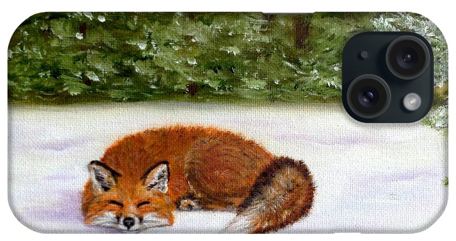 Fox In Snow Canvas Prints iPhone Case featuring the painting The Red Fox of Winter by Dr Pat Gehr
