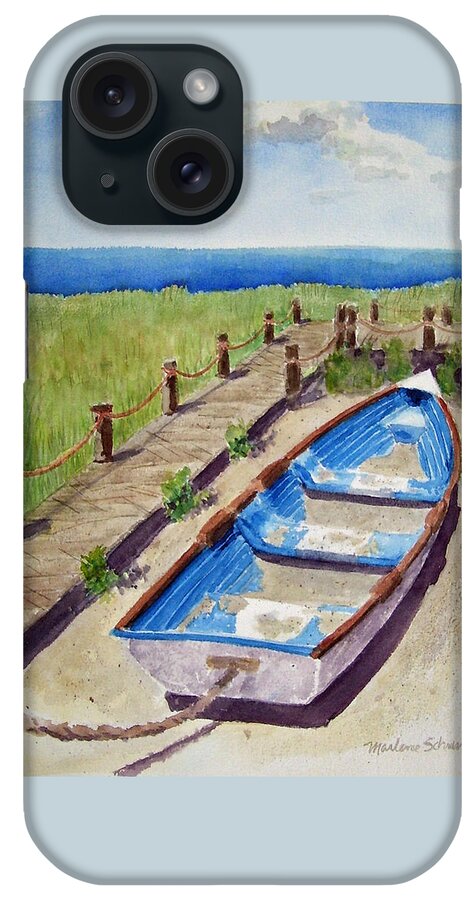 Boat iPhone Case featuring the painting The Sandy Boat by Marlene Schwartz Massey