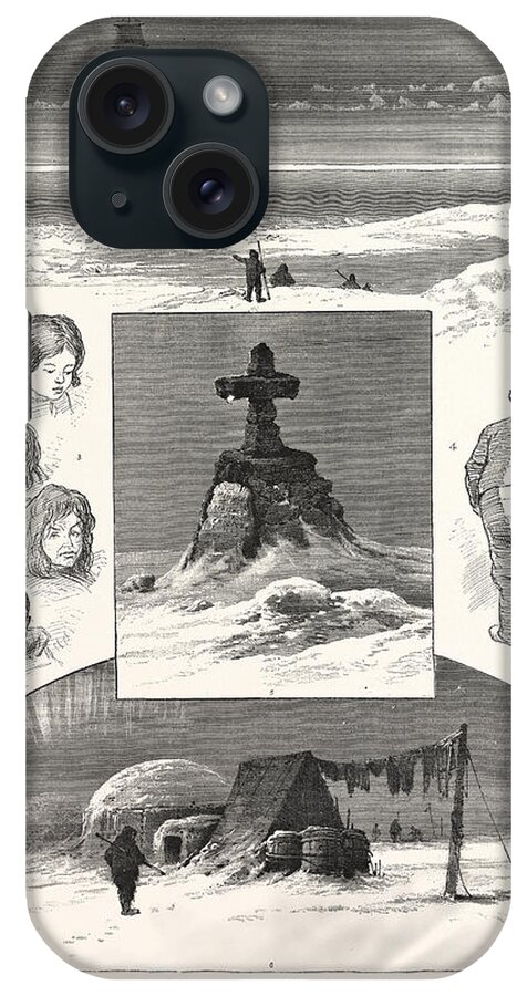 Search iPhone Case featuring the drawing The Search For Sir John Franklin, 1. Nearing Ice-pack. 2 by American School