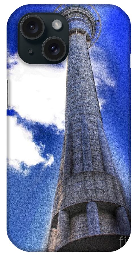Sky Tower iPhone Case featuring the painting The Sky Tower by HELGE Art Gallery