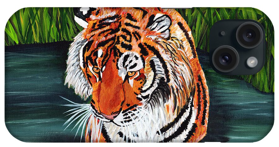 Tiger iPhone Case featuring the painting The Stare by Laura Forde
