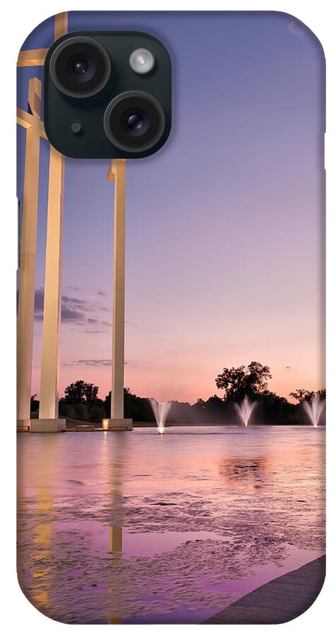 Arkansas Images iPhone Case featuring the photograph The Three Crosses - Cross Church - Rogers Arkansas by Gregory Ballos