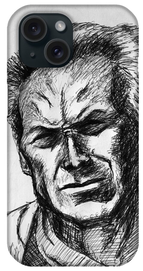 Wallpaper Buy Art Print Phone Case T-shirt Beautiful Duvet Case Pillow Tote Bags Shower Curtain Greeting Cards Mobile Phone Apple Android Clint Eastwood Sketch Portrait Hollywood Clint Eastwood Movie Unforgiven People Black And White Sketch Old West Cowboy Wild Gunfight Guncanvas Framed Art Acrylic Greeting Print The Good Bad & And Ugly Salman Ravish Khan iPhone Case featuring the painting Clint Eastwood #1 by Salman Ravish