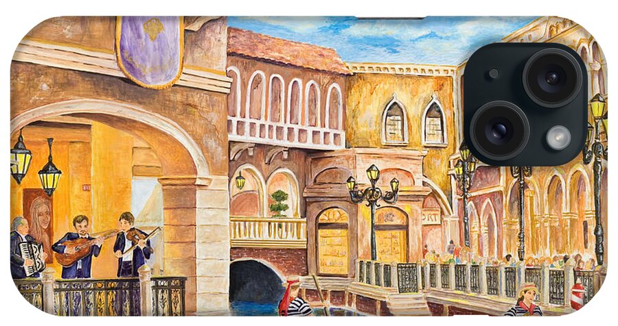 Las Vegas iPhone Case featuring the painting The Venetian Canal by Vicki Housel