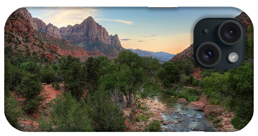 Virgin iPhone Case featuring the photograph The Watchman at Zion National Park by Eddie Yerkish
