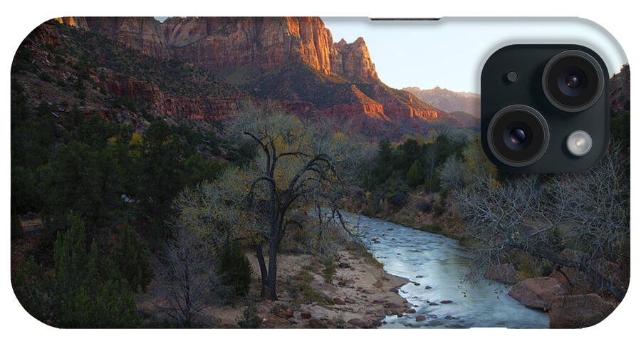 Zion National Park Utah The Watchman iPhone Case featuring the photograph The Watchman Sunset by Nancy Dunivin