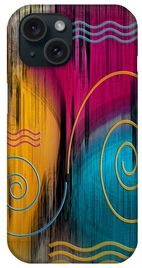Multicolored Abstract iPhone Case featuring the digital art Theater by Ben and Raisa Gertsberg
