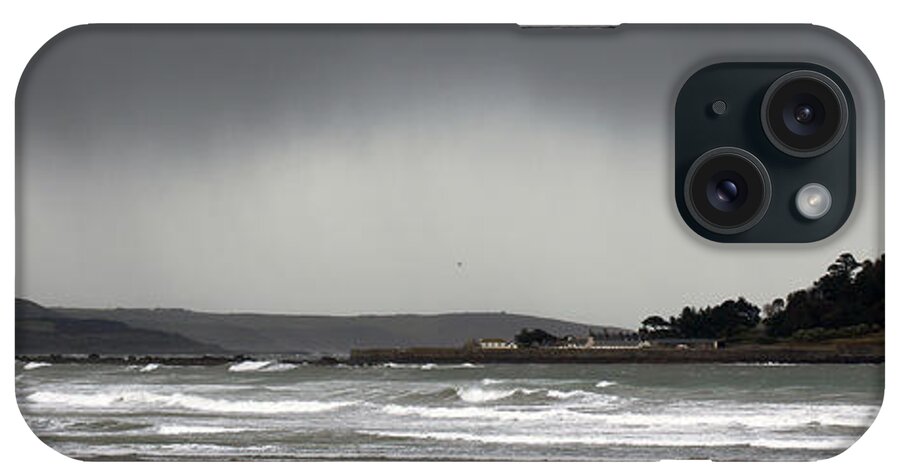Threatening iPhone Case featuring the photograph Threatening rain clouds over St Michaels Mount by Tony Mills