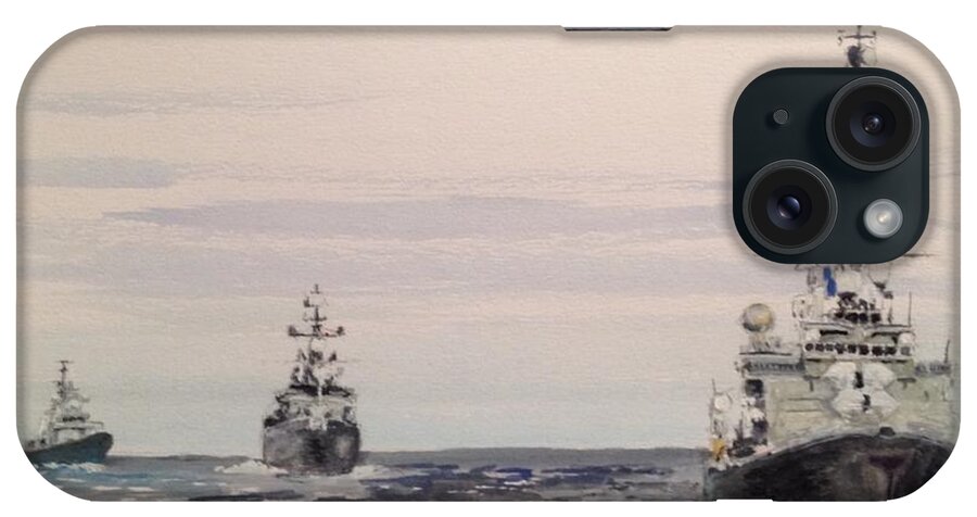 Navy iPhone Case featuring the painting Three Bears by Stan Tenney