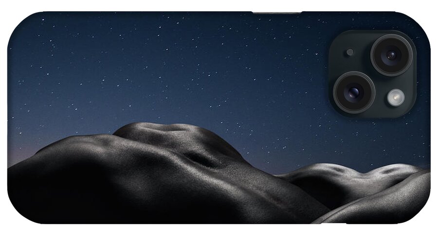 Mature Adult iPhone Case featuring the photograph Three Human Naked Bodies Against Starry by Jonathan Knowles