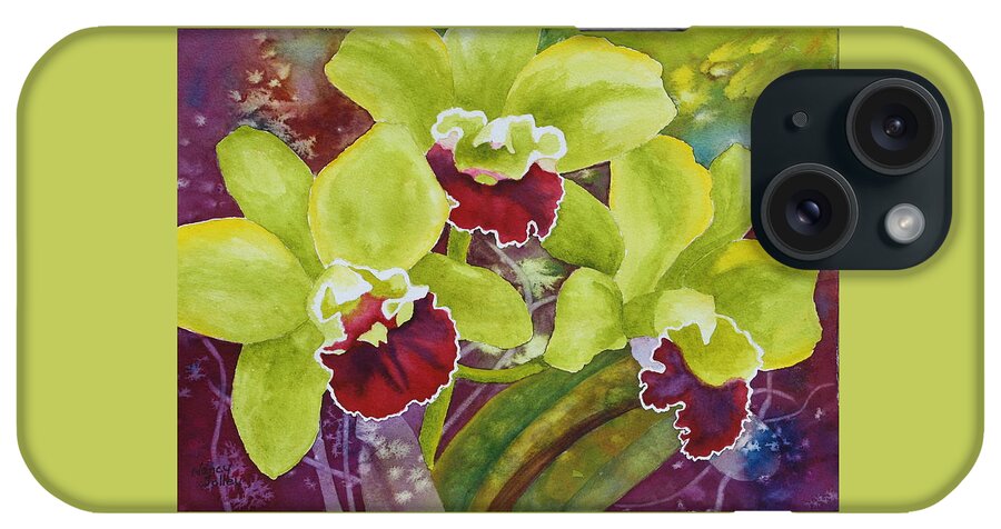 Orchid iPhone Case featuring the painting Three Ladies by Nancy Jolley