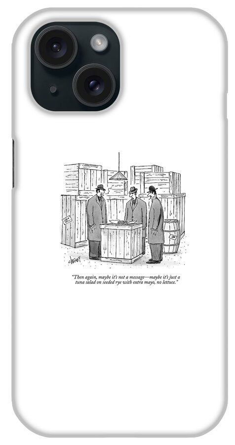 Three Mafiosi/gangsters Stand Around An Open iPhone Case