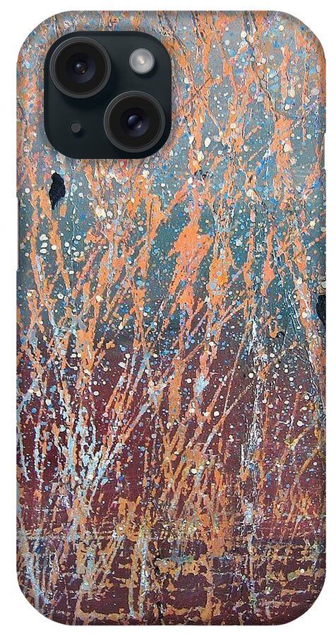 Black Birds iPhone Case featuring the painting Three of a Kind by Suzanne Theis