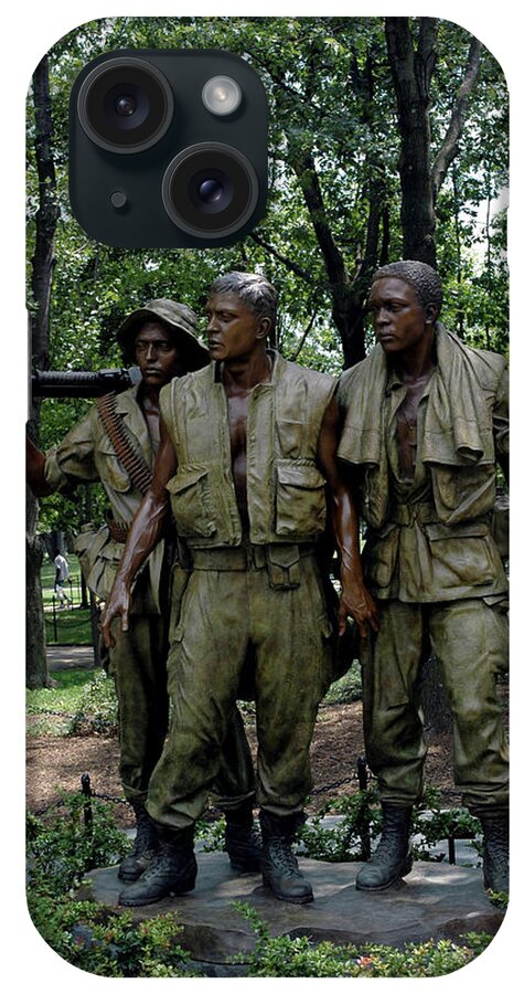 Usa iPhone Case featuring the photograph Three Soldiers by LeeAnn McLaneGoetz McLaneGoetzStudioLLCcom
