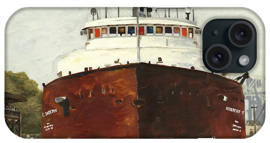 Ship iPhone Case featuring the painting Through the Locks - Herbert C. Jackson by Stefanie Moran