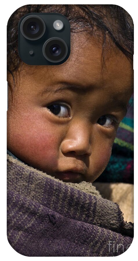 Nepal_d1359 iPhone Case featuring the photograph Tibetan Child - Samdo Village Nepal by Craig Lovell