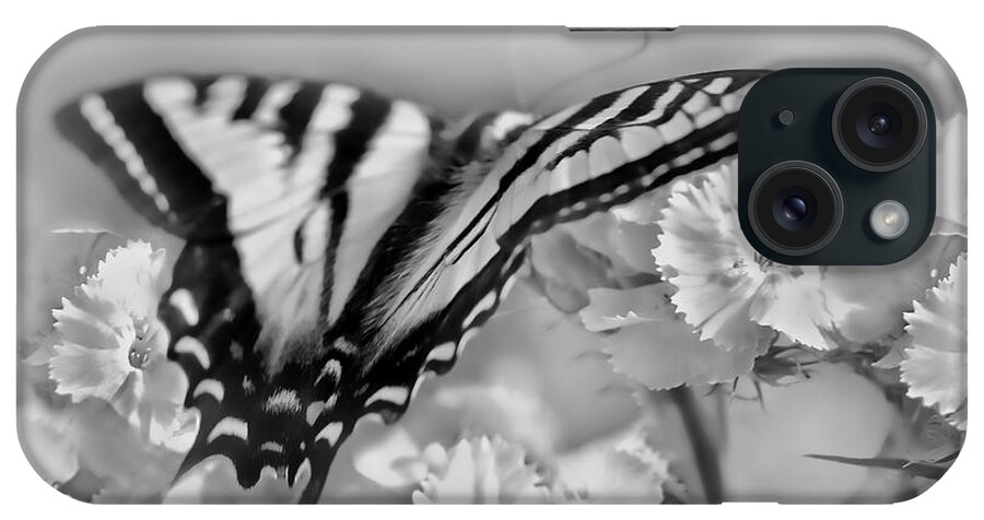 Butterfly iPhone Case featuring the photograph Tiger Swallowtail Butterfly Monochrome by Jennie Marie Schell