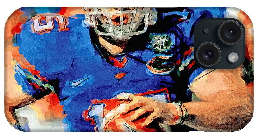 Tim Tebow iPhone Case featuring the painting Tim Tebow Mr. Florida Gator by John Farr