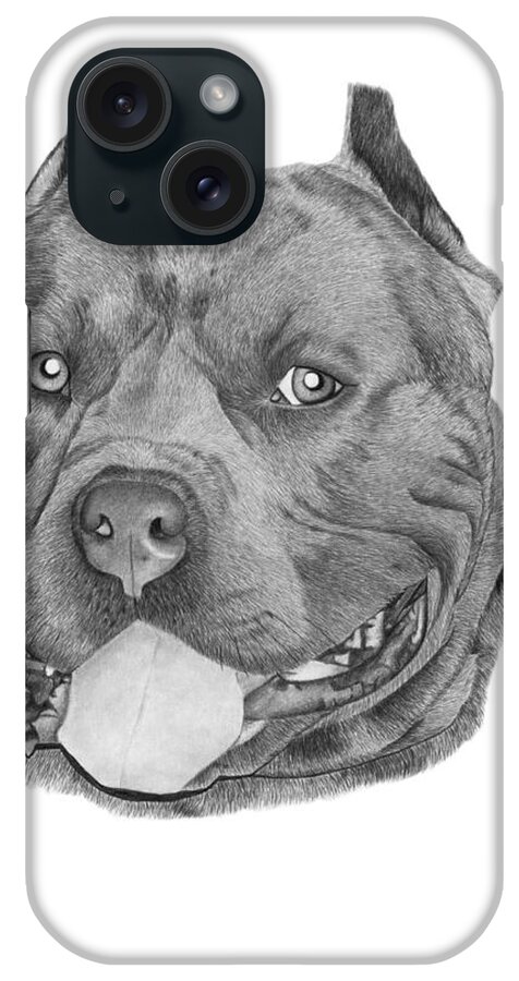 Pit Bull iPhone Case featuring the drawing Titus - 024 by Abbey Noelle