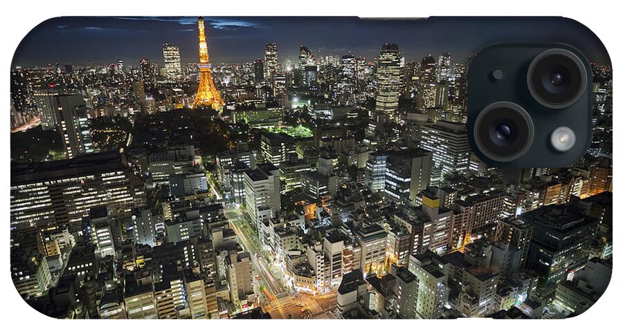 Elevated View iPhone Case featuring the photograph Tokyo Tower at Night by Bryan Mullennix
