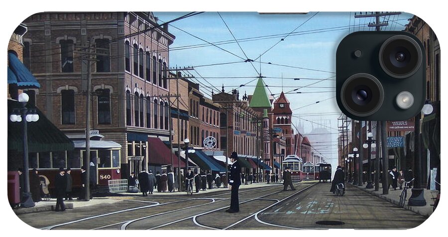 Streetscapes iPhone Case featuring the painting Toronto Yonge and College 1916 by Kenneth M Kirsch