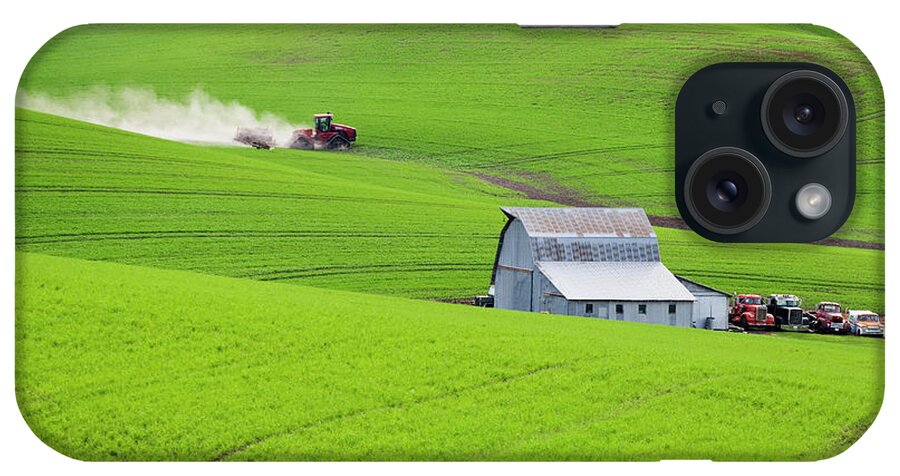 Scenics iPhone Case featuring the photograph Tractor And Farm, Palouse by Alan Majchrowicz