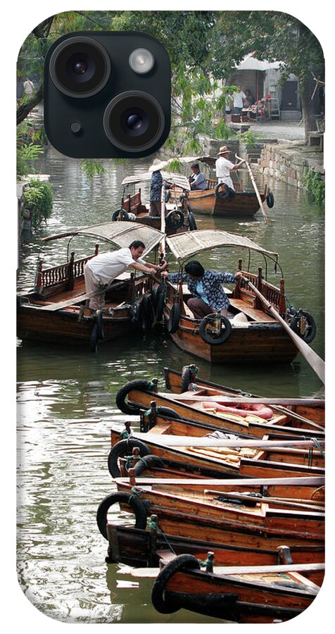 Tongli iPhone Case featuring the photograph Traditional Wooden Boats In Ancient by Bruce Yuanyue Bi