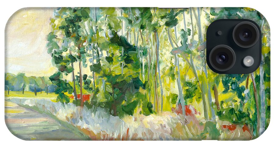 Impressionistic iPhone Case featuring the painting Trees By a Road by Lynn Hansen