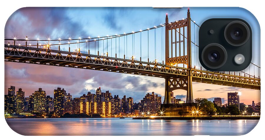 America iPhone Case featuring the photograph Triboro Bridge at dusk by Mihai Andritoiu