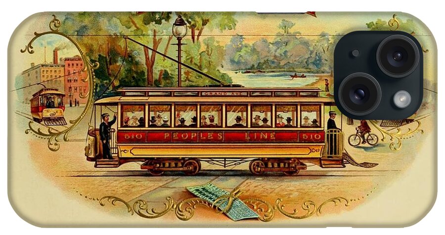 Trolley iPhone Case featuring the painting Trolley Vintage Cigar Advertisement by Movie Poster Prints