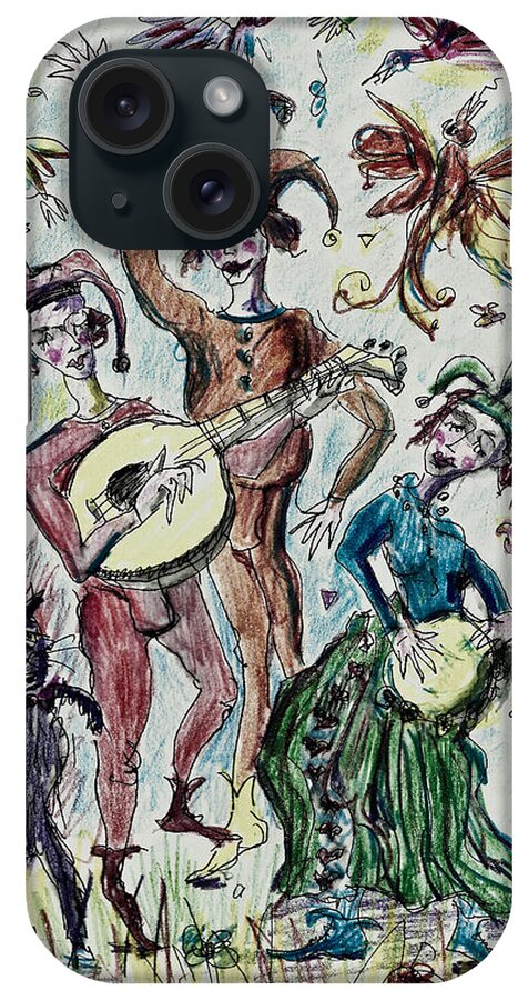 Musicians iPhone Case featuring the drawing Troubadours by Maxim Komissarchik