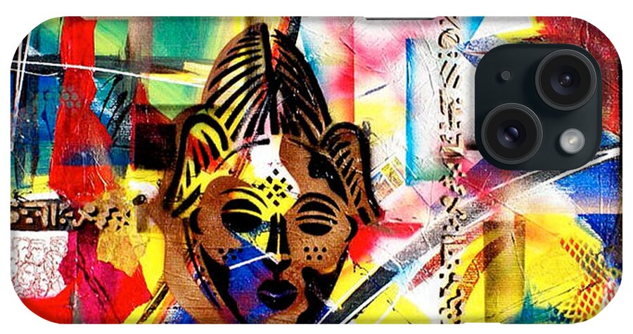 African Mask iPhone Case featuring the painting True to our Native Land by Everett Spruill