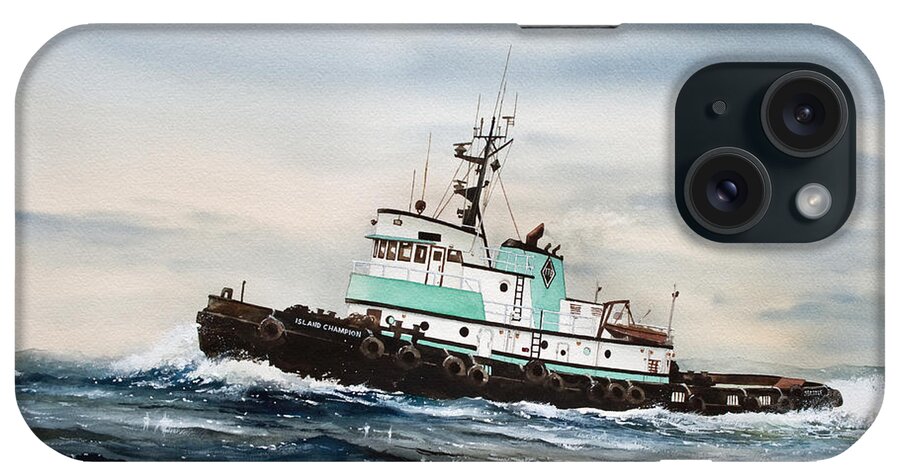Tugs iPhone Case featuring the painting Tugboat ISLAND CHAMPION by James Williamson