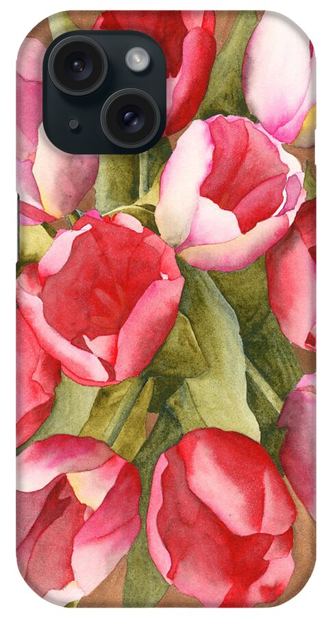 Watercolor iPhone Case featuring the painting Tulip Bouquet by Ken Powers