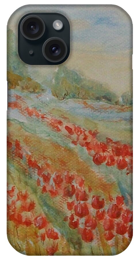 Landscape iPhone Case featuring the painting Tulip Field by Jane See