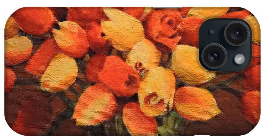 Red iPhone Case featuring the painting Tulips Glowing by Walt Maes