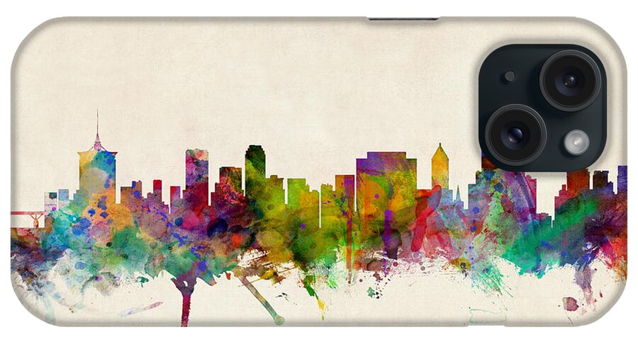 Watercolour iPhone Case featuring the digital art Tulsa Oklahoma Skyline by Michael Tompsett