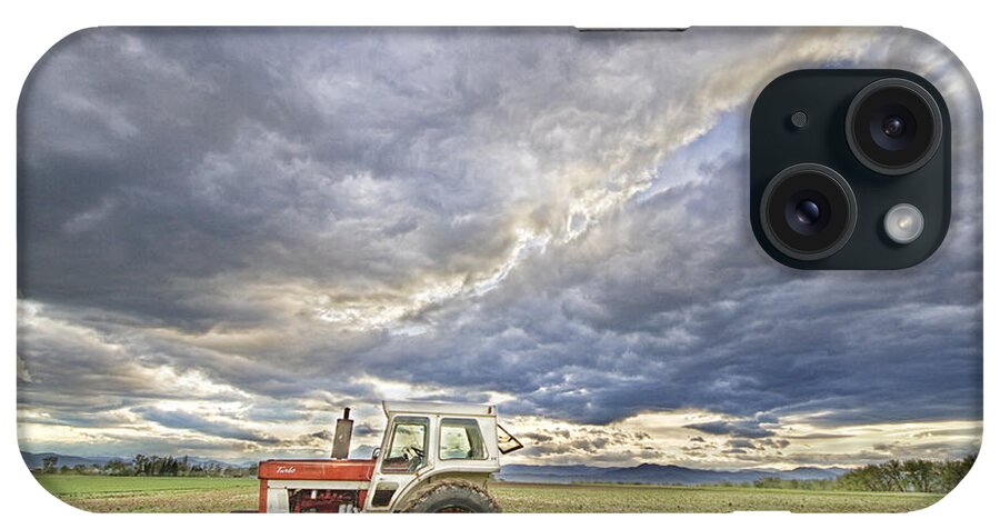 Farming iPhone Case featuring the photograph Turbo Tractor Country Evening Skies by James BO Insogna