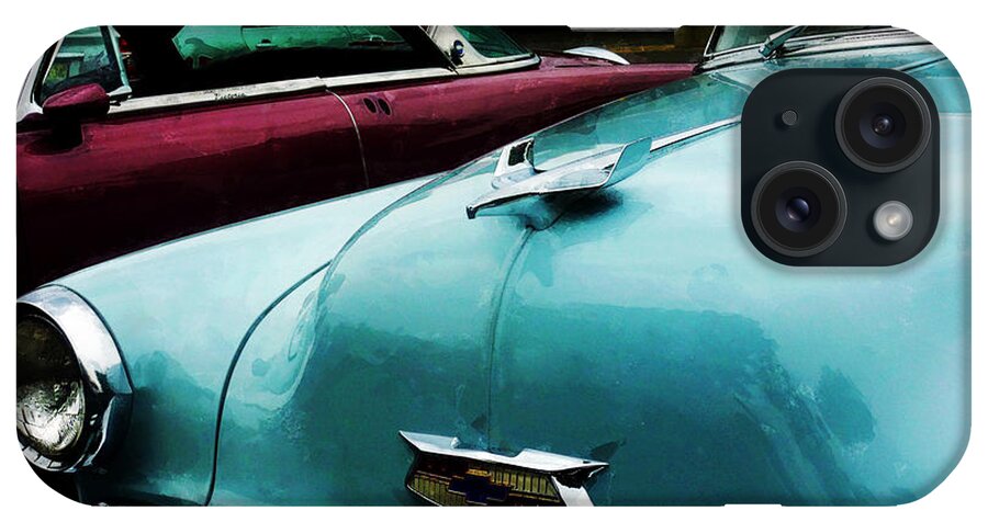 Car iPhone Case featuring the photograph Turquoise Bel Air by Susan Savad