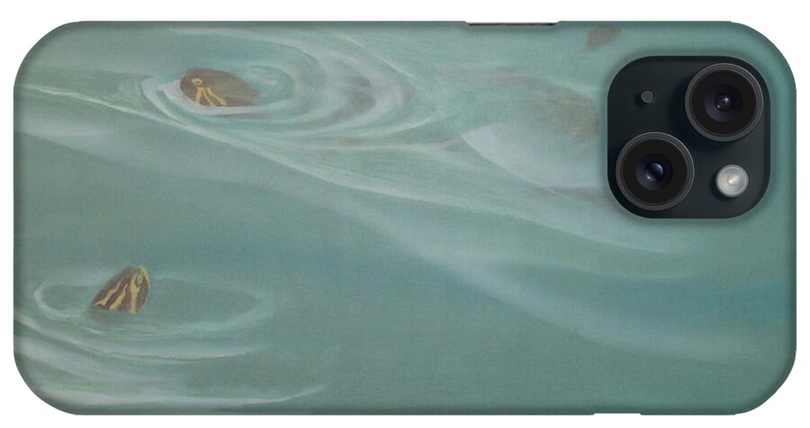 Turtle iPhone Case featuring the painting Turtle Pond II by Edward Maldonado