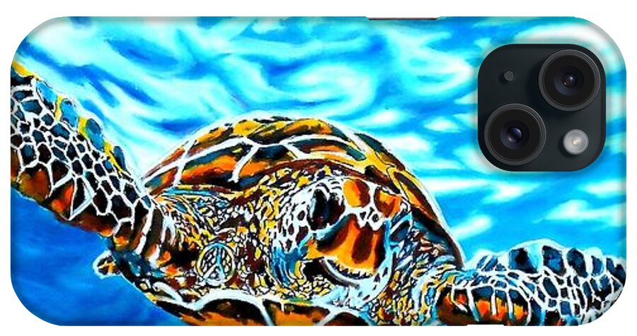 Turtle World iPhone Case featuring the painting Turtle World by Tysonart Gallery