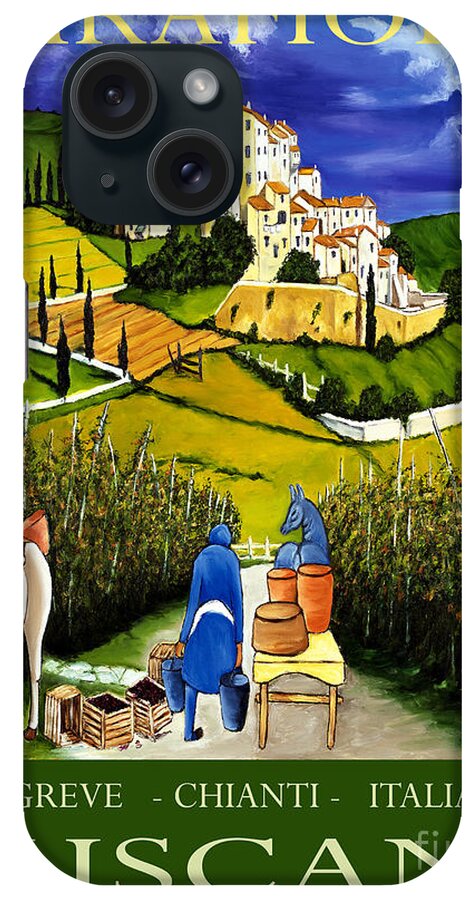 Fine Art Print iPhone Case featuring the painting Tuscany Wine Poster Art Print by William Cain