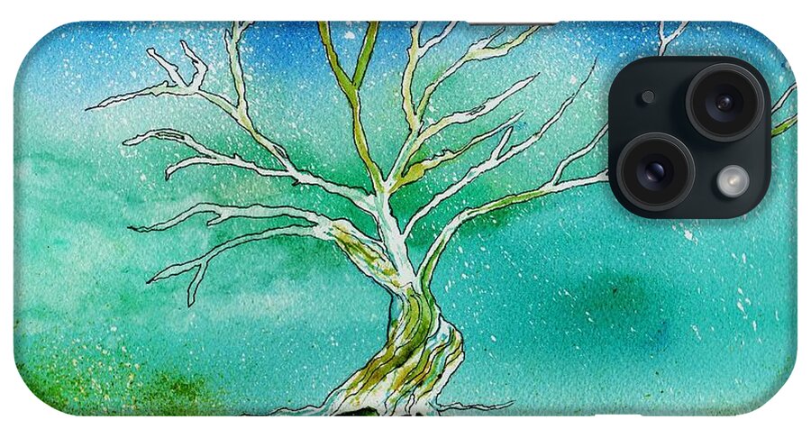 Landscape iPhone Case featuring the painting Twilight Tree by Brenda Owen
