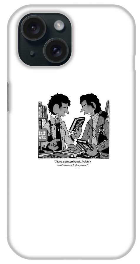 Two Guys Discuss The Value Of Books At A Library iPhone Case