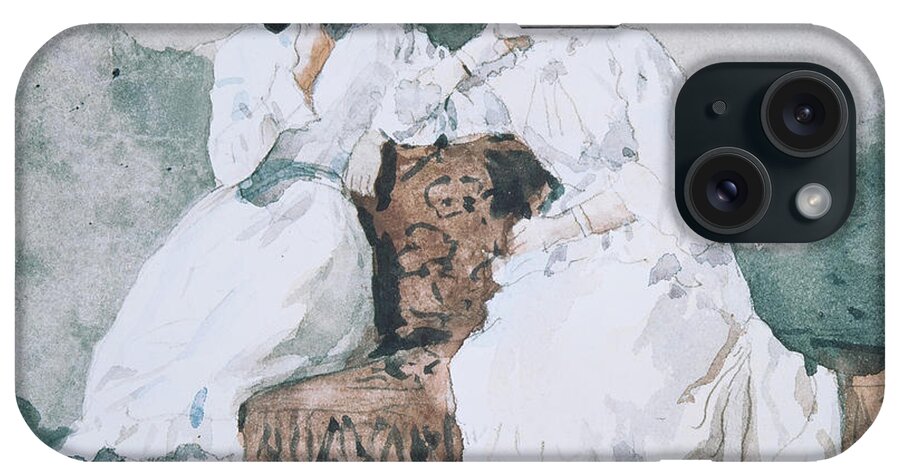 Winslow Homer iPhone Case featuring the drawing Two Ladies by Winslow Homer