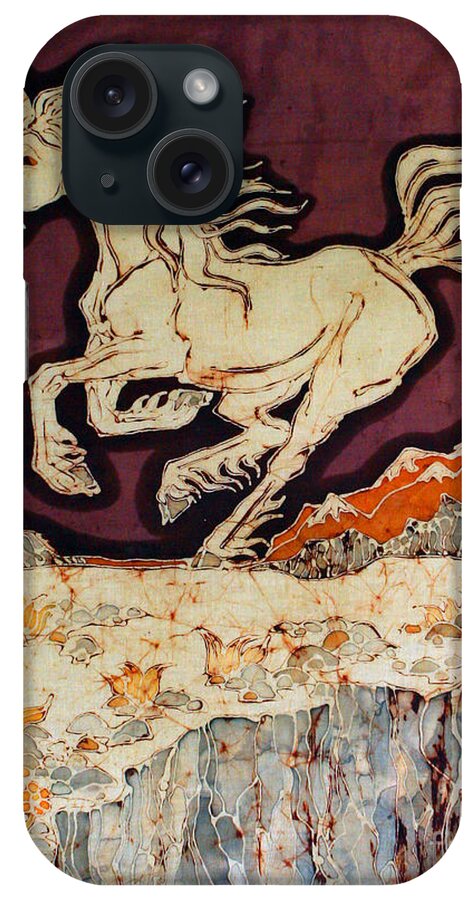 Unicorn iPhone Case featuring the tapestry - textile Unicorn Above Chasm by Carol Law Conklin