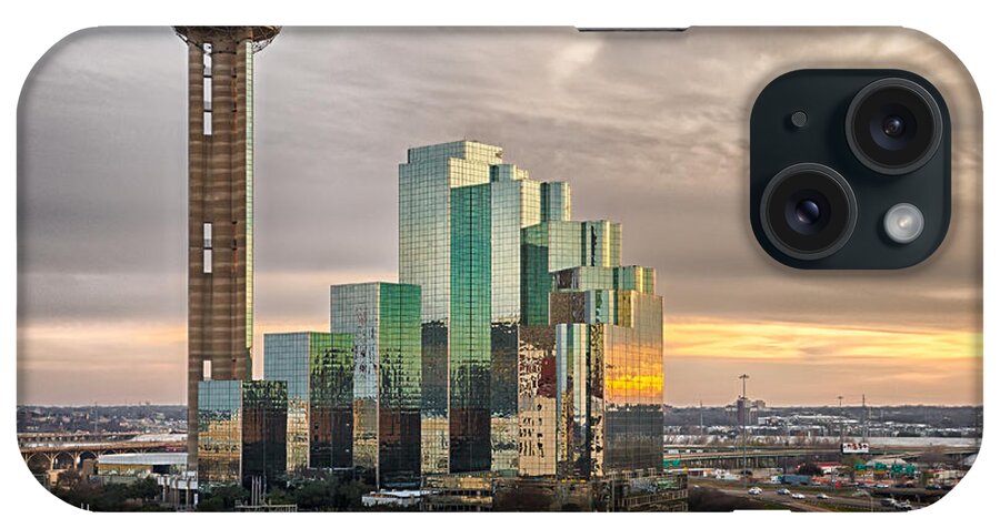 Dallas iPhone Case featuring the photograph Union Tower Sunset by Niels Nielsen