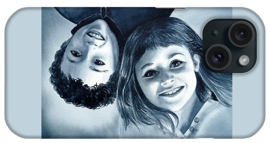 Children iPhone Case featuring the painting Upside Down Kids by Irina Sztukowski