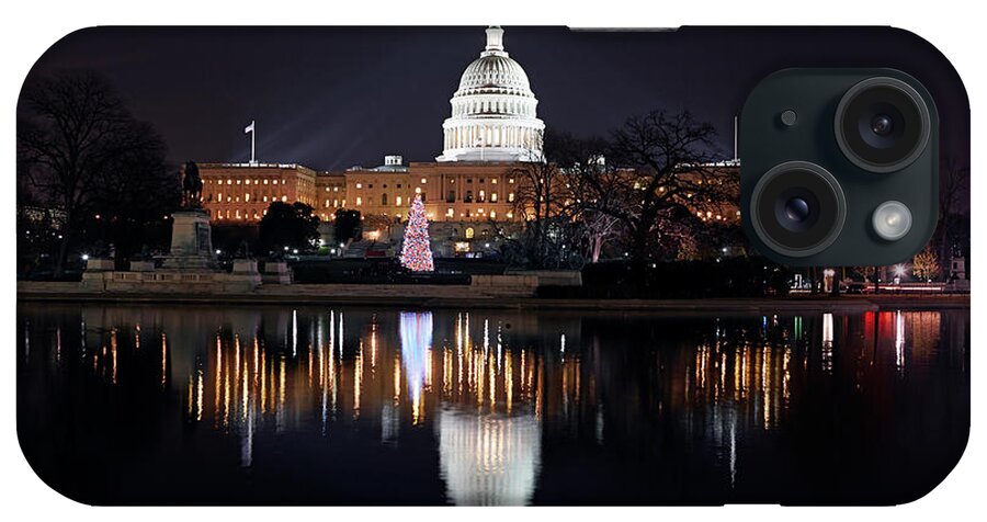 Standing Water iPhone Case featuring the photograph Us Capitol Building And Reflecting Pool by Allan Baxter